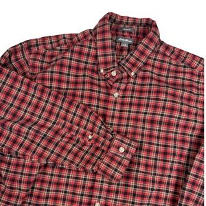 Eddie Bauer Flannel Shirt Relaxed Fit Men XL Red Plaid Long Sleeve Button Up Vtg